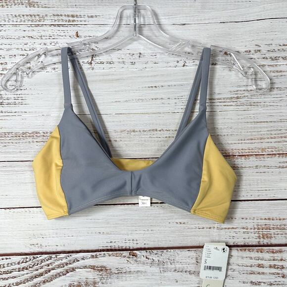 NEW Free People Seea Vega Lotus Gray and Yellow Bikini Top, NWT, Small, MSRP $75 - Picture 4 of 14